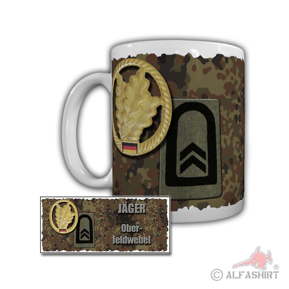 Tasse Jäger Oberfeldwebel HSchKdo 16 HSchBrig 54 Rangabzeichen Dienst #29715