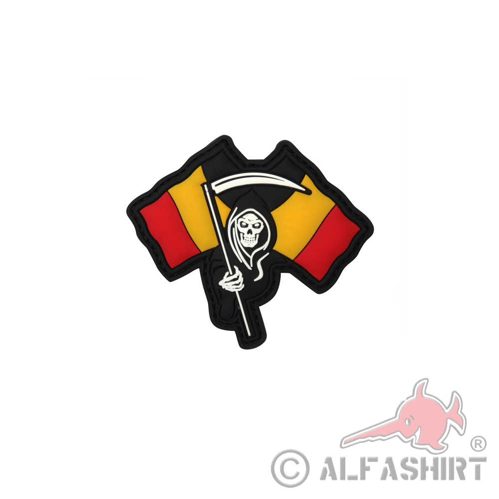 3D Rubber Belgium Reeper Patch Belgien Sensemann Paintball 7x8 cm #26953