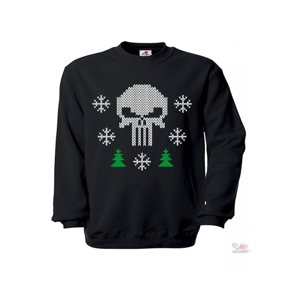 Pulli Skull X-MAS Army Weihnachten Schnee Tannenbaum Soldat Pullover #41025