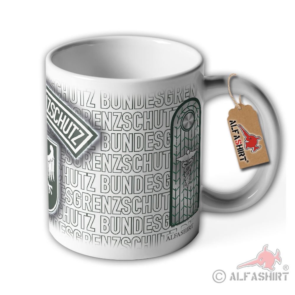 Tasse Amtsinspektor BGS Bundesgrenzschutz Wappen Abzeichen Andenken #36717