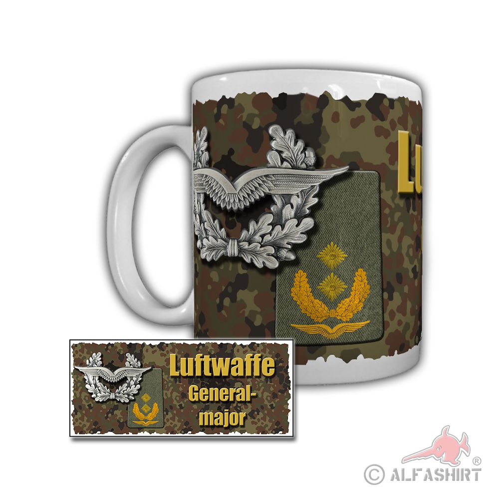 Generalmajor Kommando Luftwaffe Rangabzeichen BW GenMaj GM Dienst Tasse #29221
