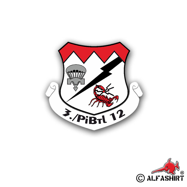 Aufkleber/Sticker 3 PiBtl 12 Pionier Bataillon BW Wappen Abzeichen 5x5cm #A673