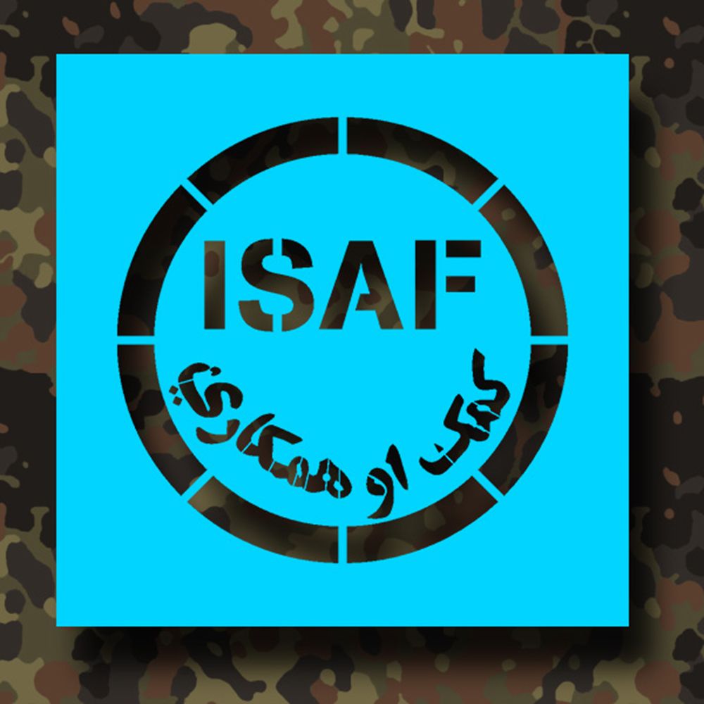 Paint Stencils Sticker ISAF Military Badge Unit 10x10cm A424