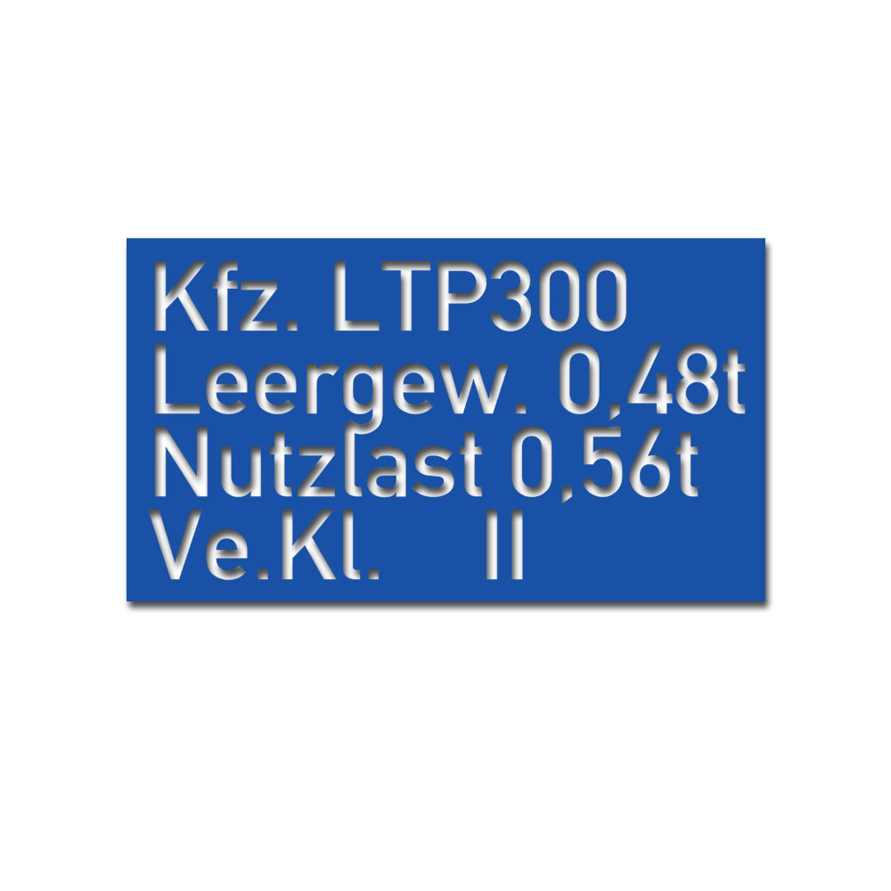 Painting template sticker LTP300 vehicle empty weight VeKl WH 2WK 30x16cm #A6370