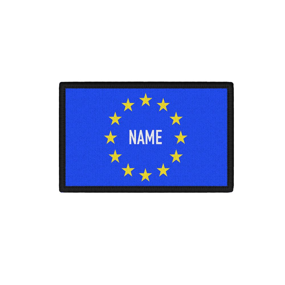 Patch  Europa Fahne Wunschtext Name Aufnäher Rechteck Flagge#47441