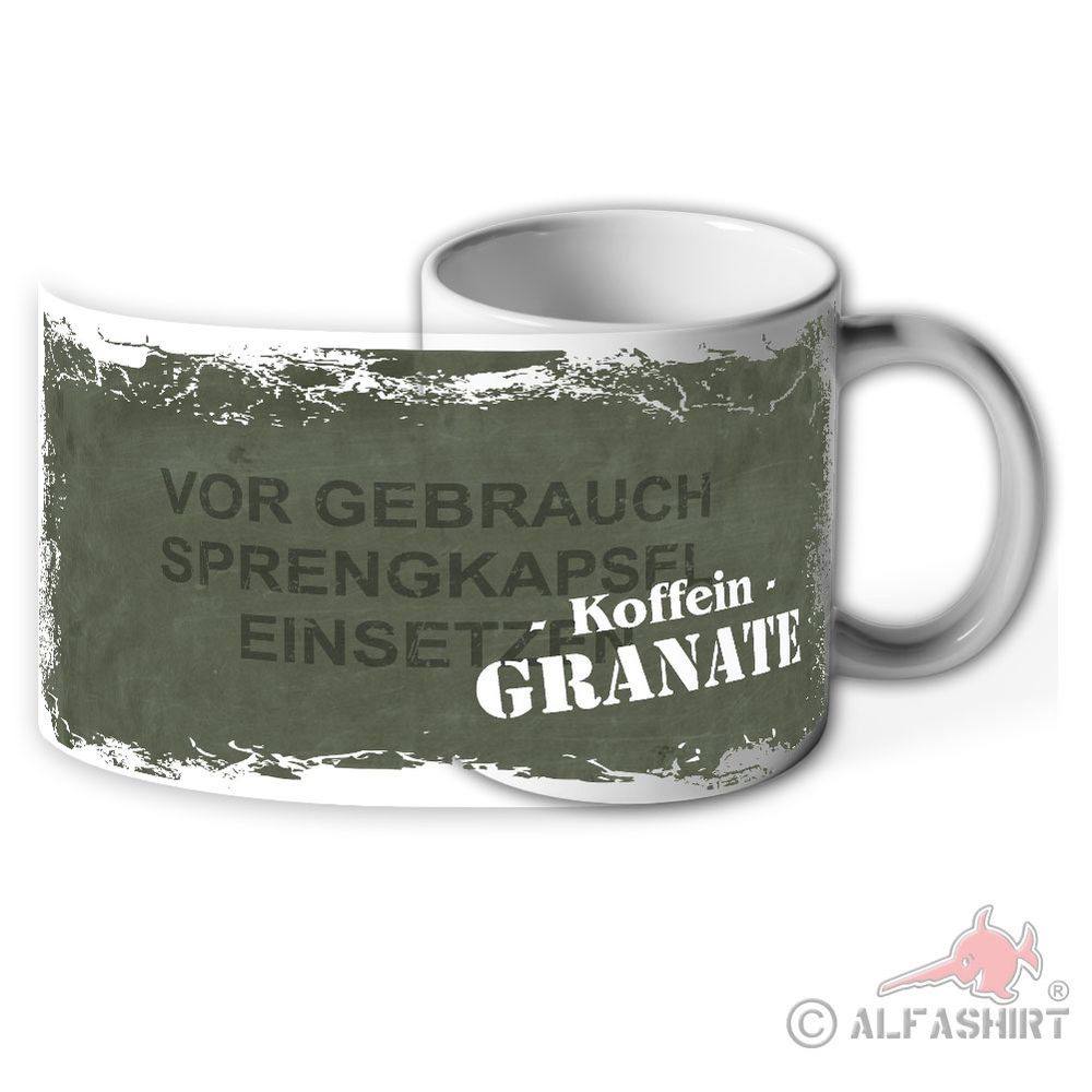 Tasse Koffein Granate Stielhandgranate Kaffee Wachmacher #44536
