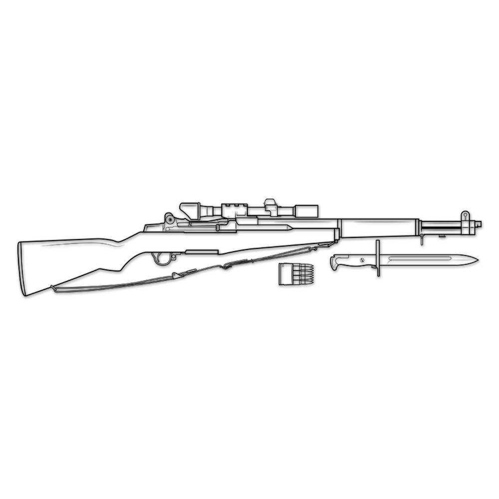 Wandtattoo M1Garand Rifle Weapon USA Caliber Semi 60 x 13 cm #A7421
