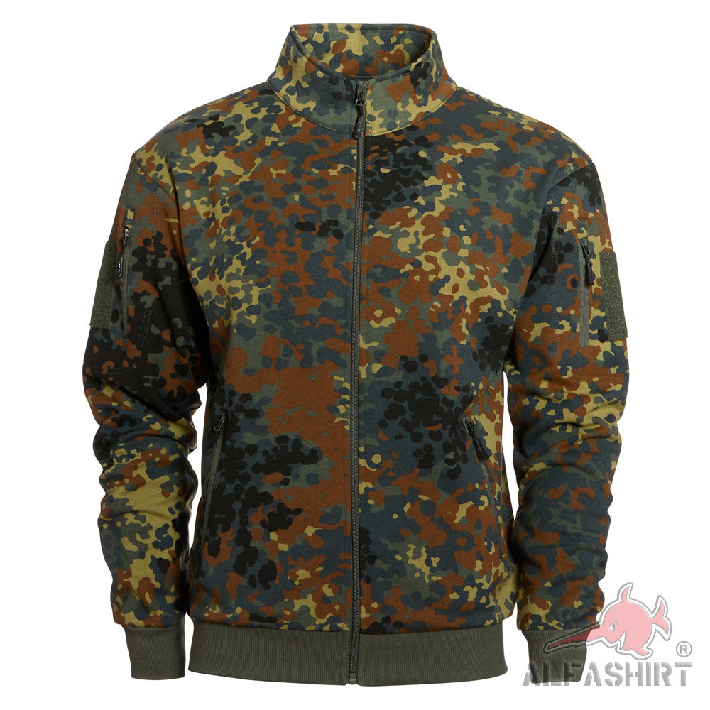 BW Flecktarn Sweatjacke Tactical Bundeswehr Zipper Pullover Jacke Patch #40220