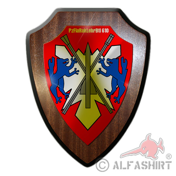 Heraldic shield PzFlaRakLehrBtl 610 anti-aircraft missile battalion crest # 18251