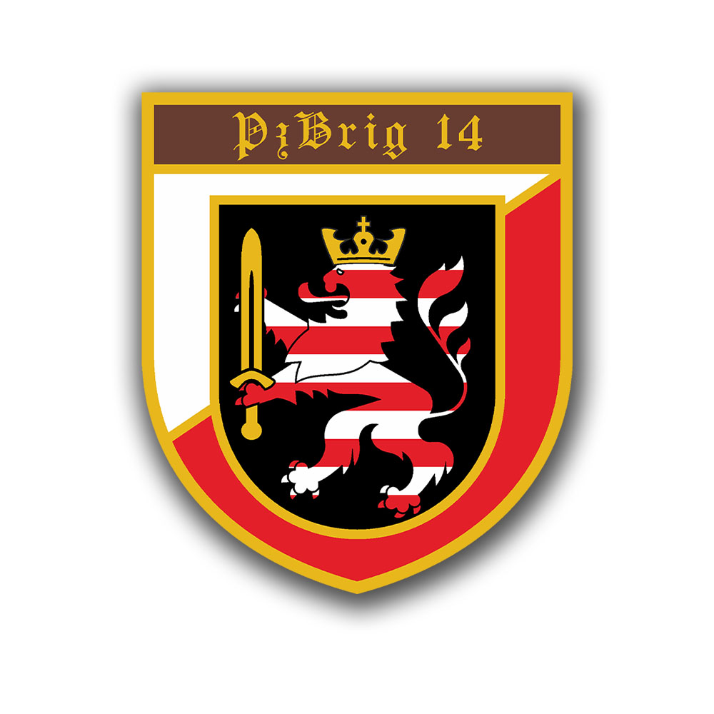 Aufkleber 15x12,8cm Sticker PzBrig 14 Hessischer Löwe BW Heer 5. PzDiv #A6927
