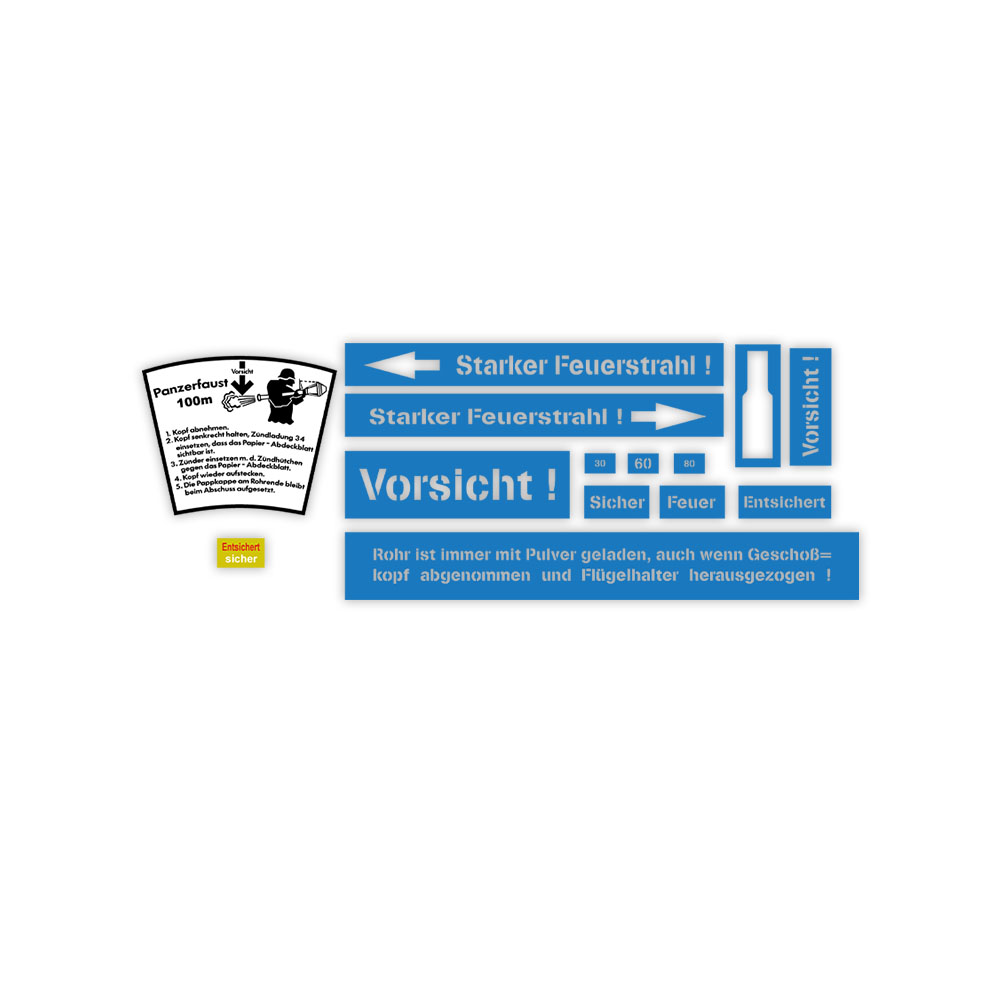 Sticker und Schablonen Set Panzerfaust 100 Meter WH Schuss Sprengung #A6173