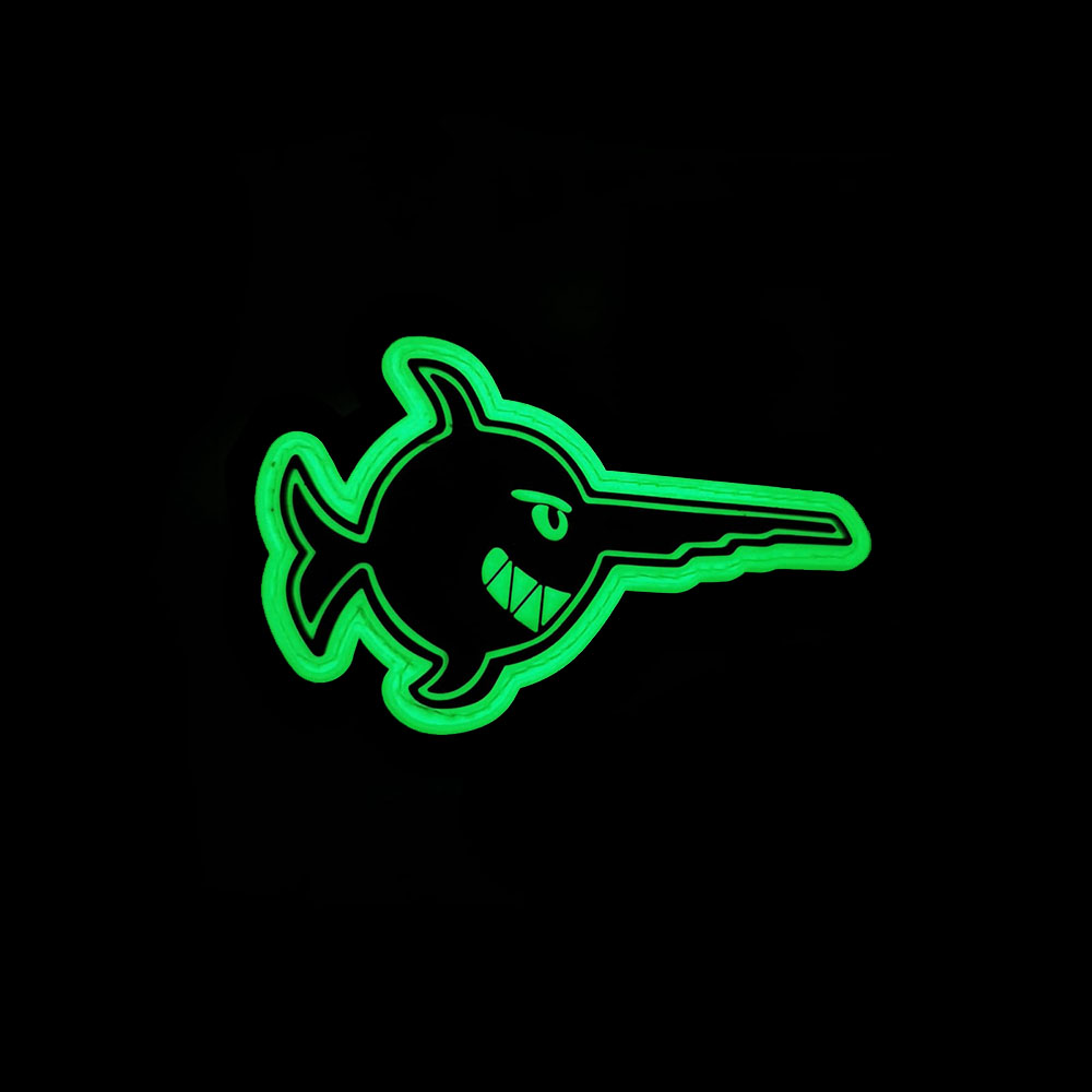 3D patch evil fluorescent swordfish glow in the dark 8x5cm # 37367