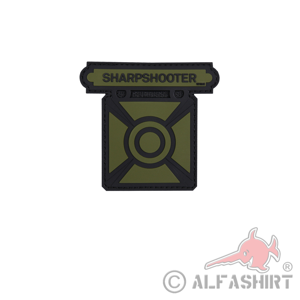 3D Rubber Sharpshooter Patch Militär Orden Abzeichen Alfashirt 7  x 8 cm#26971