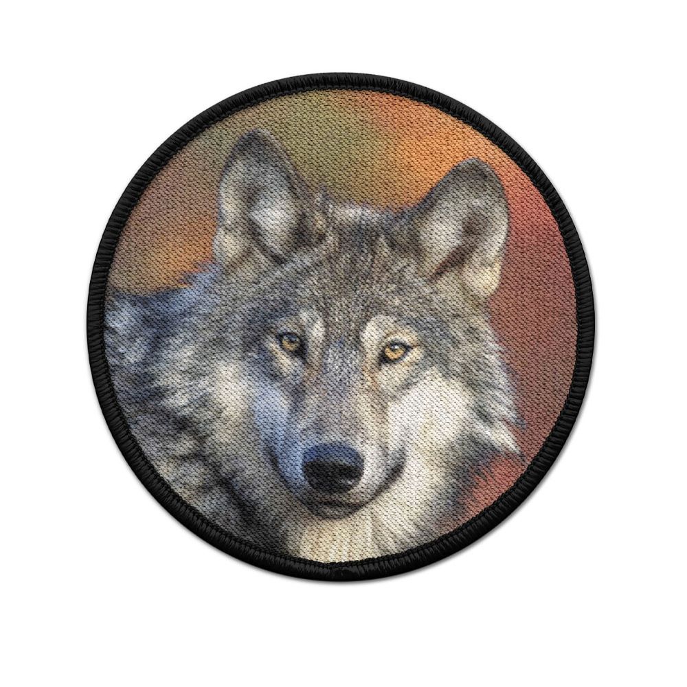 Patch Wolfskopf Rudel Wald Wolf Foto  Liebe Tier rund 9cm #38386