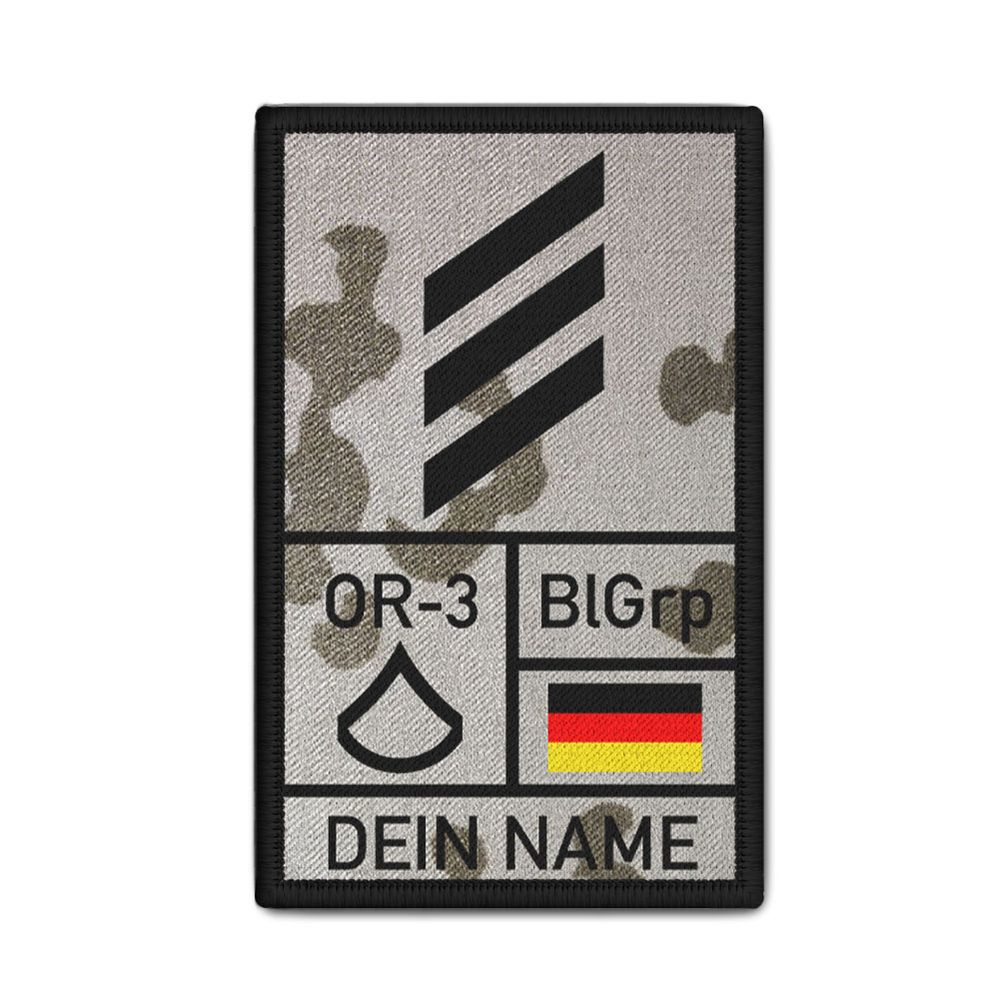 Rank Patch 9.8x6cm Rank with Name Personalized Blood Type Nato BW #39318