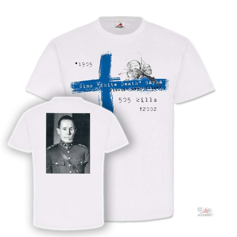 Simo Häyhä Scharfschütze White Death Weisser Tod Kills Sniper  - T Shirt #25619