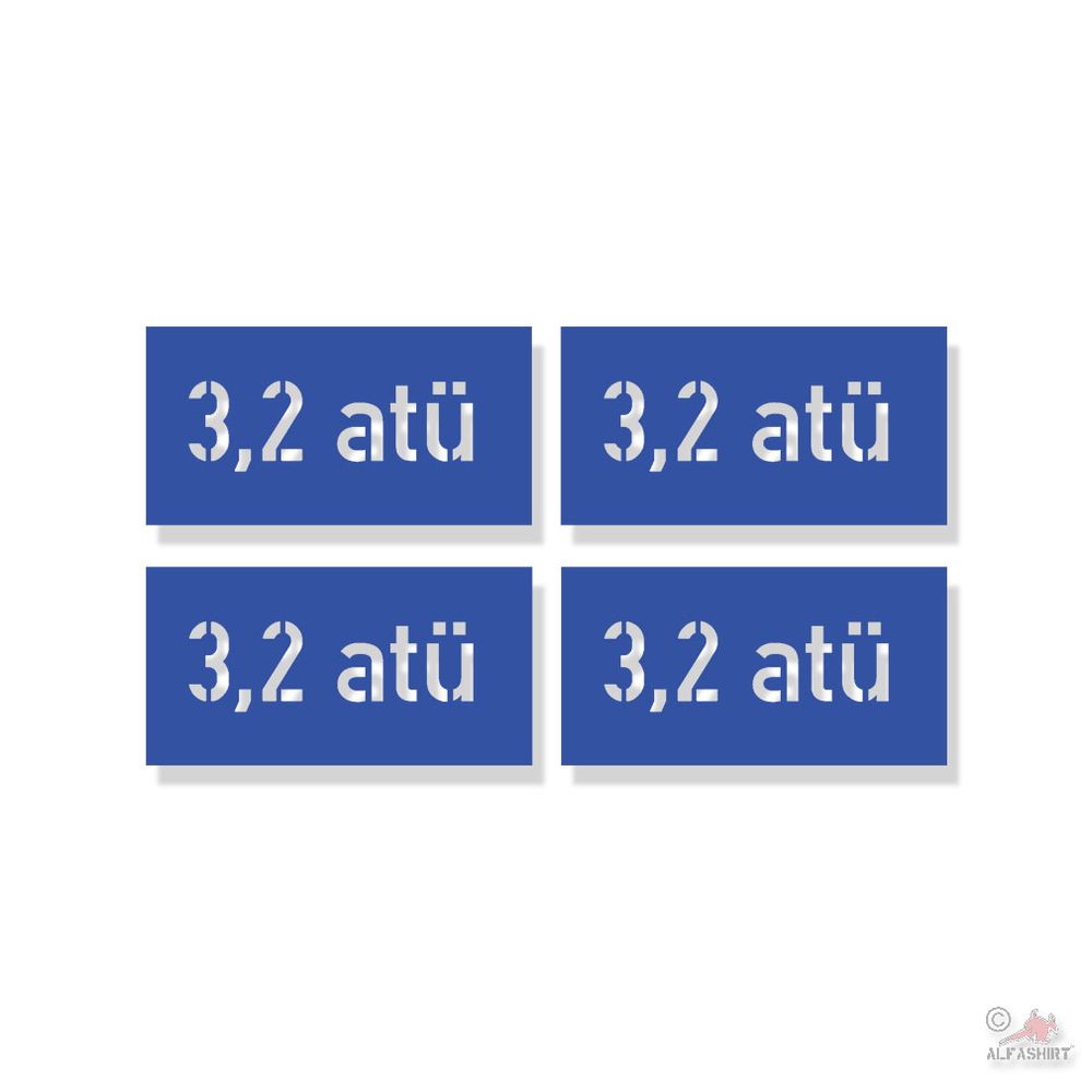 Lackierschablonen Aufkleber 3.2 atü Reifendruck Set Kotflügel 4x 6x2cm #A4809