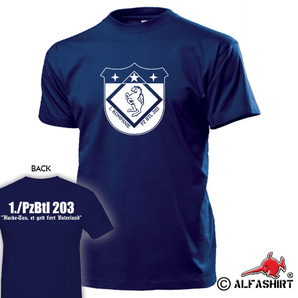 1 PzBtl 203 TYP2 Hemer Panzerbataillon Kompanie Bundeswehr Wappen T Shirt #15586