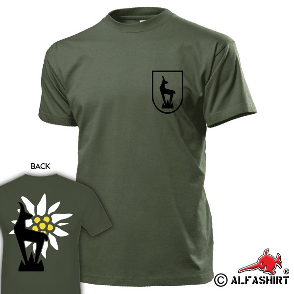 Horrido de Gams Gebirgsjäger Steinbock Edelweiß Wappen Abzeichen T Shirt #15288