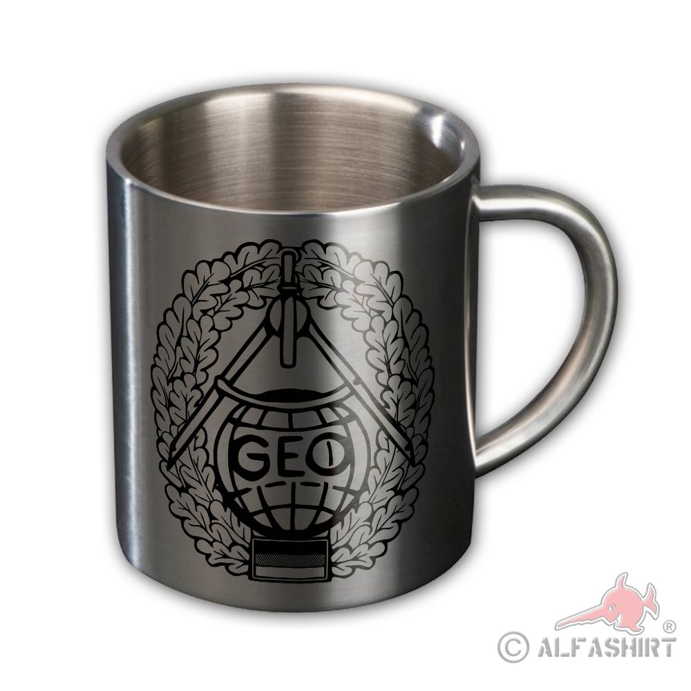 Metallbecher Topographie Truppe Bundeswehr Barett Büro Kaffee Tee Tasse #44012