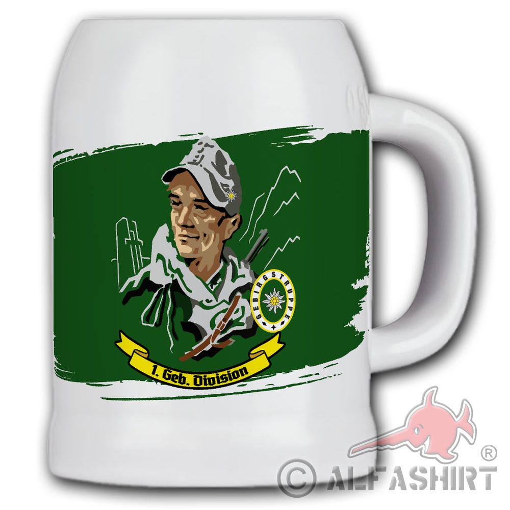 Mug / beer mug 0.5l - 1 Mountain Division Beer Met Großverband Heer Wehrmacht # 38598