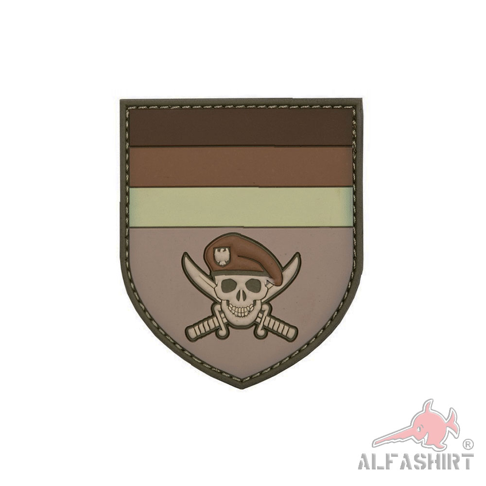 3D Patch DEU Kommando Desert Airsoft Bundeswehr Barett Sand  8x6,5cm#44178