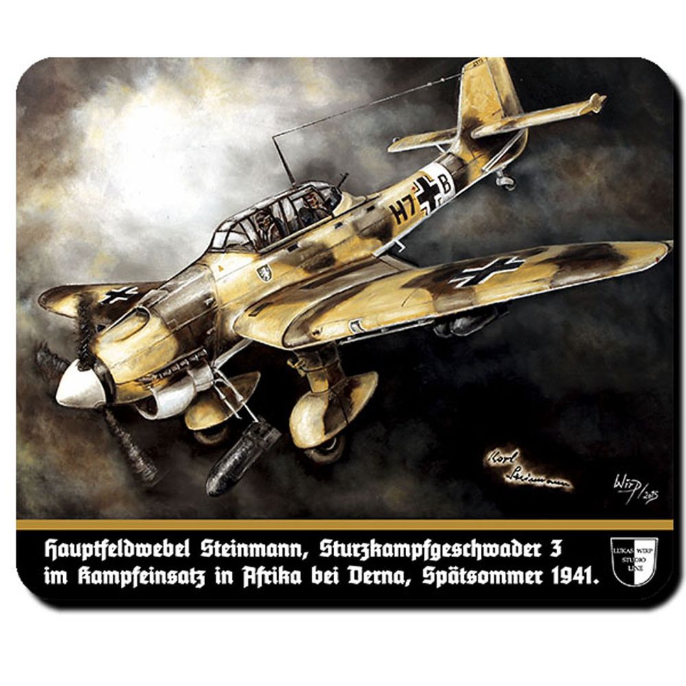 Mauspad Lukas Wirp Ju87 Stuka Afrika Sturzkampfbomber Kunst Gemälde #23429