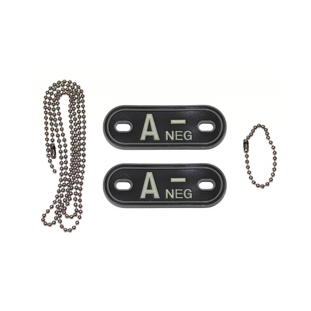 Dog Tag Blutgruppe A-Neg Negativ Kette 3d Rubber PVC Tactical 2,5x7cm #20490
