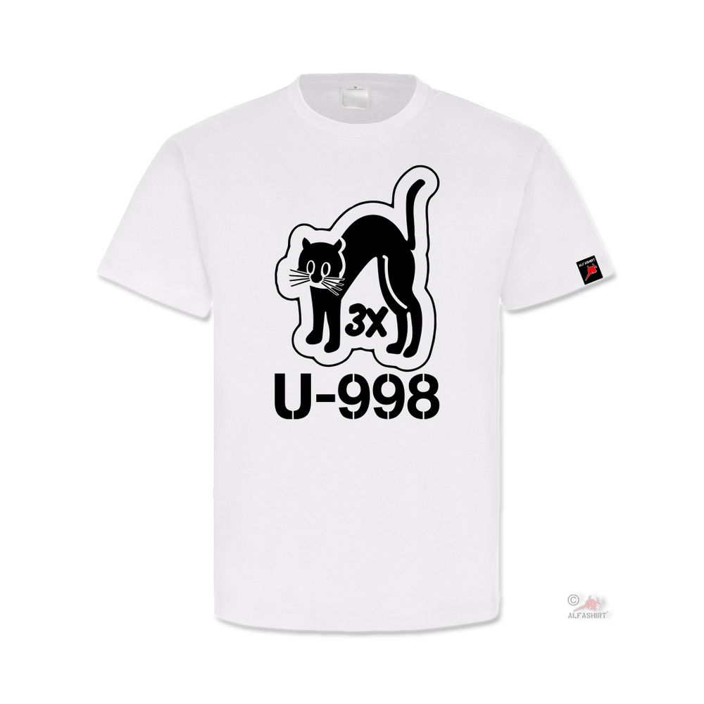 3x Schwarzer Kater U998 Katze Turmwappen U-Boot U48 U564 T-Shirt#32246