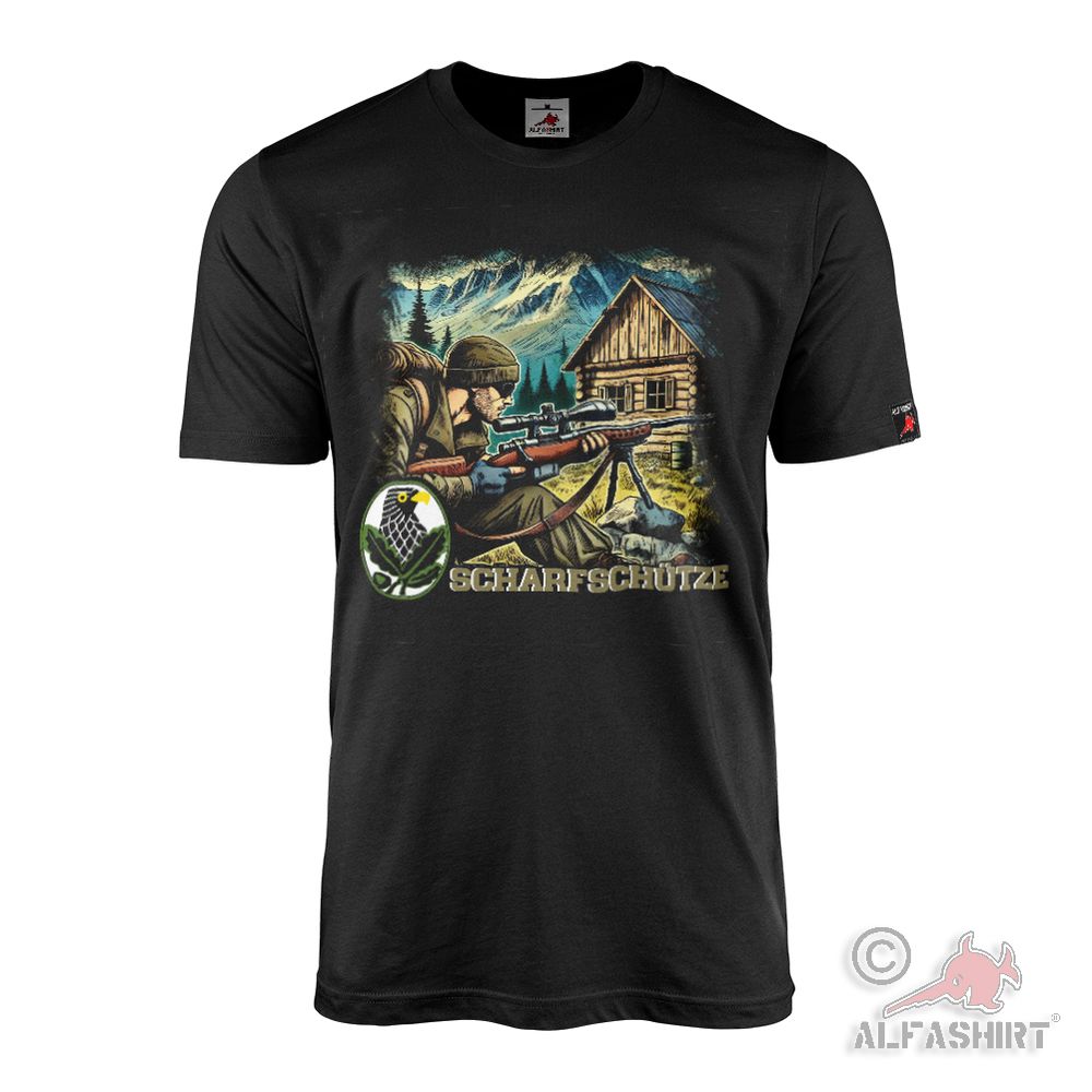 Sniper Marksman Military Unit Hunter BW Soldier T-Shirt #45741