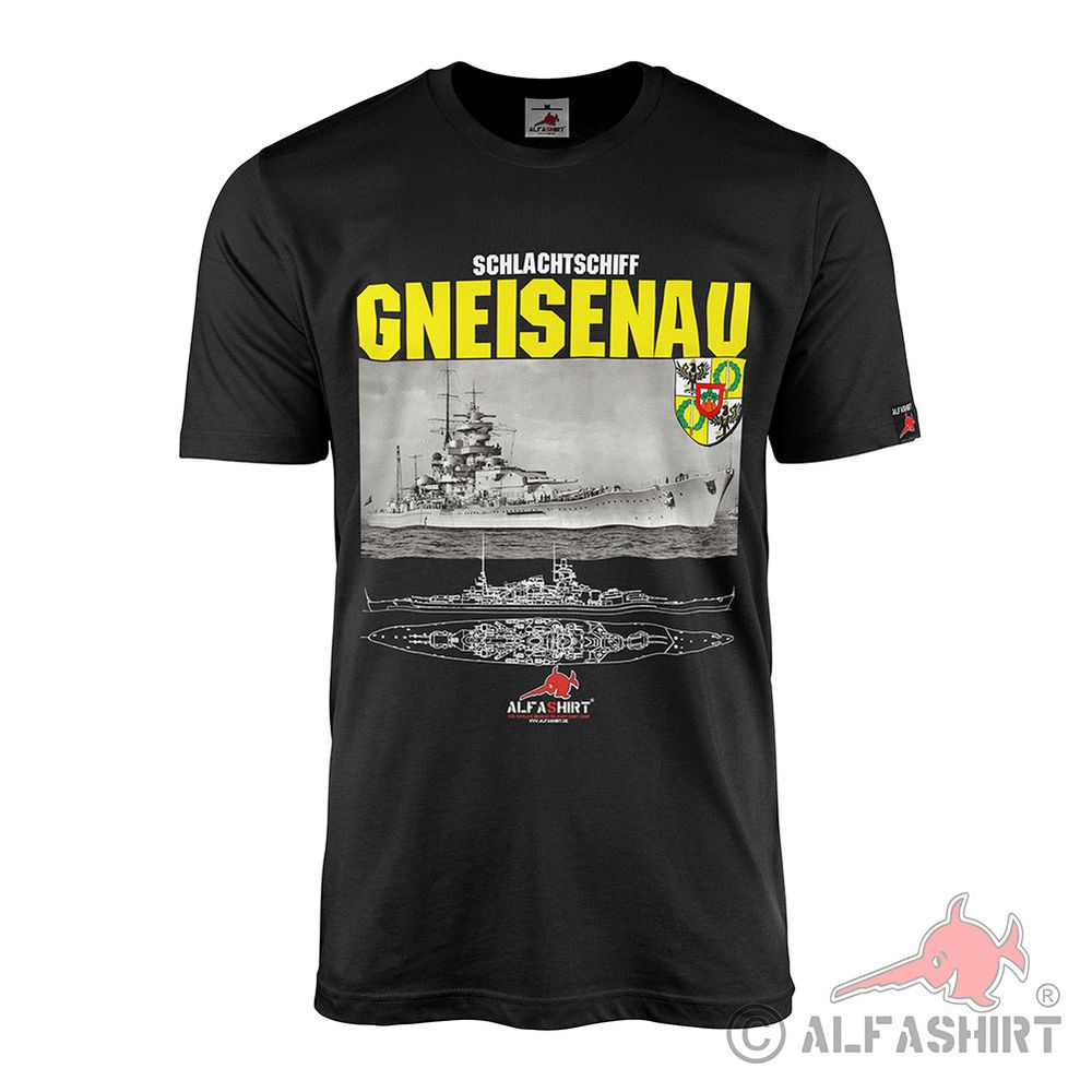 Battleship Gneisenau Picture Blueprint Kriegsmarine Ship Photo T-Shirt#41084