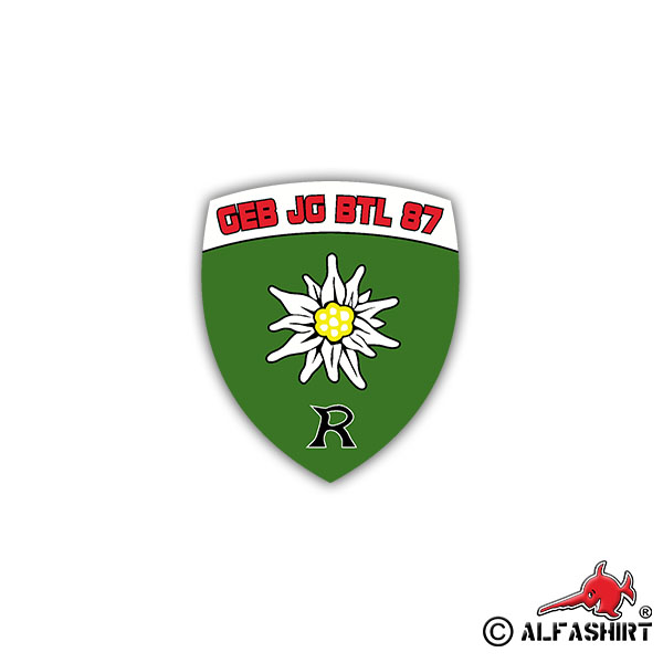 Aufkleber/Sticker GebJgBtl 87 Wappen Abzeichen Gebirgsjägerbataillon 7x6cm A1239