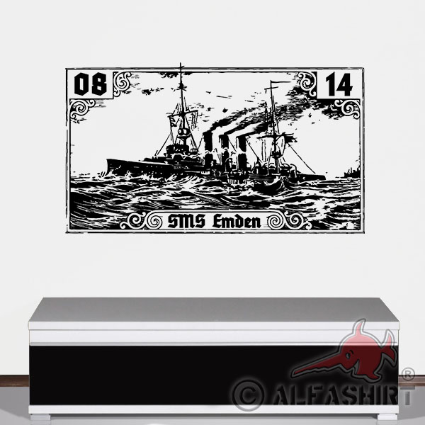 Wandtattoo SMS Emden Kleiner Kreuzer deutschen Kaiserlichen Marine 79x45cm#A4278