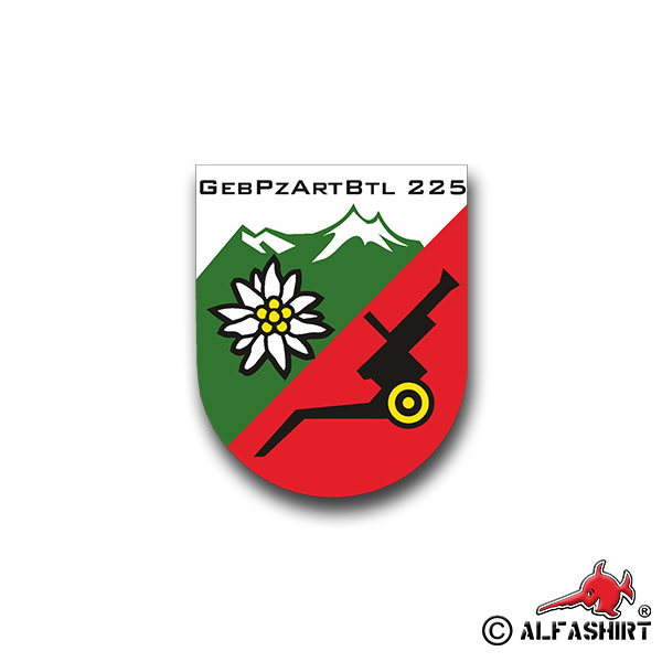 Sticker GebPzArt Btl 225 Mountain Tank Artillery Coat of Arms 6x7cm A1402