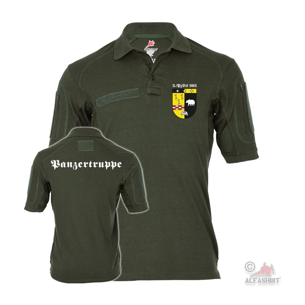 Tactical polo shirt 3 Pzbtl 203 Panzerbataillon Bundeswehr coat of arms badge # 37867 Tactical polo shirt 3 Pzbtl 203 Panzerbataillon Bundeswehr coat of arms badge # 37867
