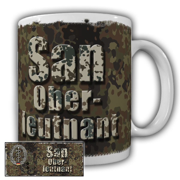 Tasse BW San Oberleutnant_ZSanDst Sanitäter Bundeswehr Barettabzeichen #23313