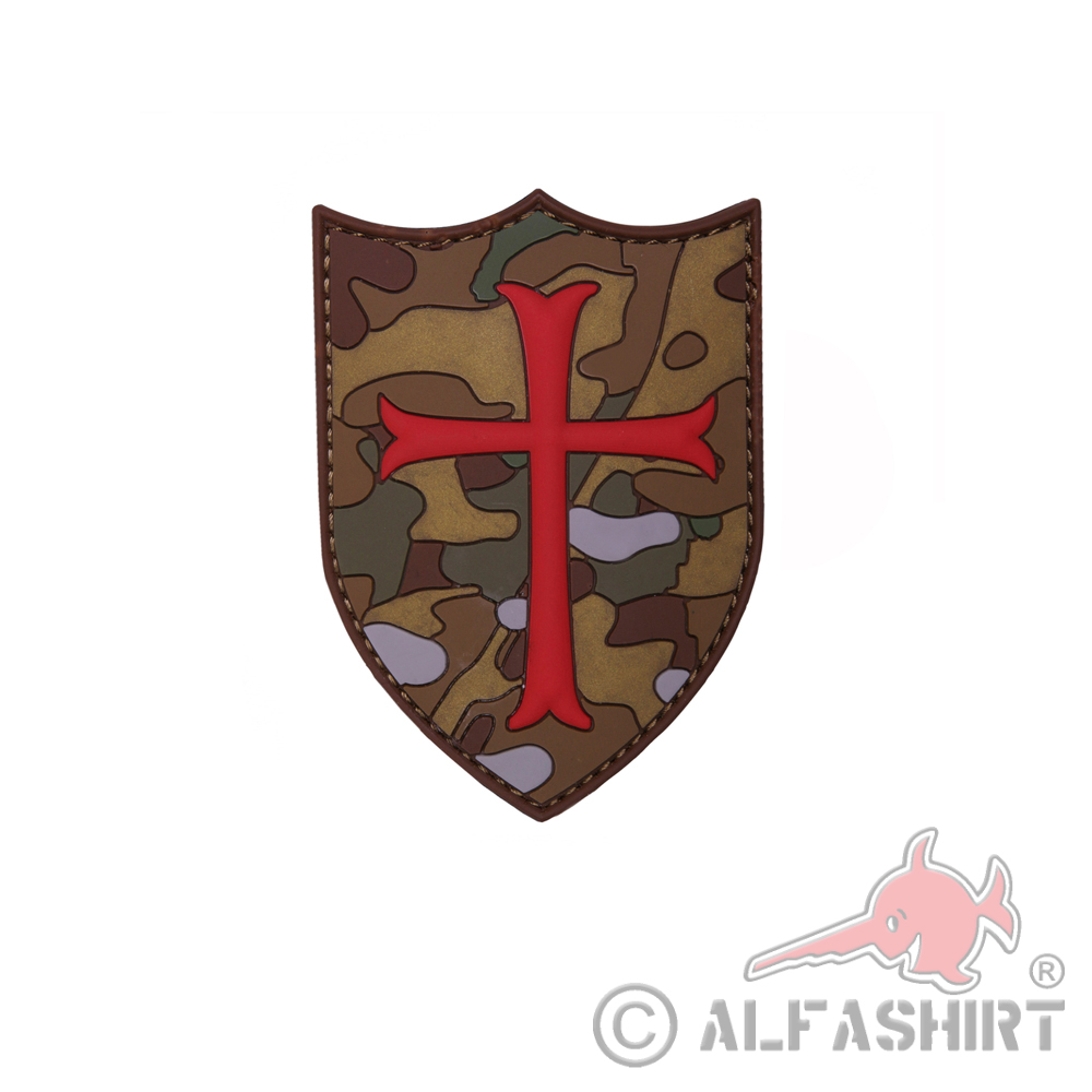 3D Rubber Crusader Mulit Tarn Patch Krieger Ritter Schutzschild 6 x 9 cm#26992