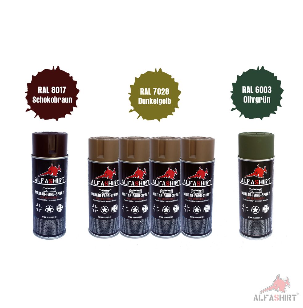Wh Tarn Set  x1 Ral 6003_x1 Ral 8017_x4 Ral 7028 Farb Sprays Spraydosen #25396