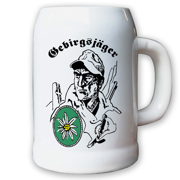 Krug / Bierkrug 0,5l - Gebirgsjäger Edelweiss Heer Bundeswehr Bw Alpen #8742