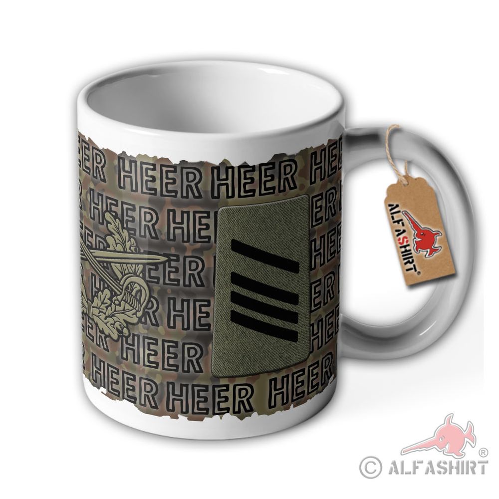 Tasse Heer Stabsgefreiter Wappen Bundeswehr Kaffee Tee Fleck Tarn #36138