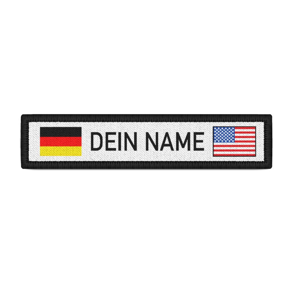 Patch Namenspatch Deutschland USA weiß personalisierbar Amerika #42497