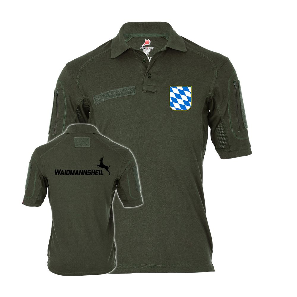Tactical Poloshirt Bayern Wappen Raute Waidmannsheil Gruß Jäger Jagdglück #47349