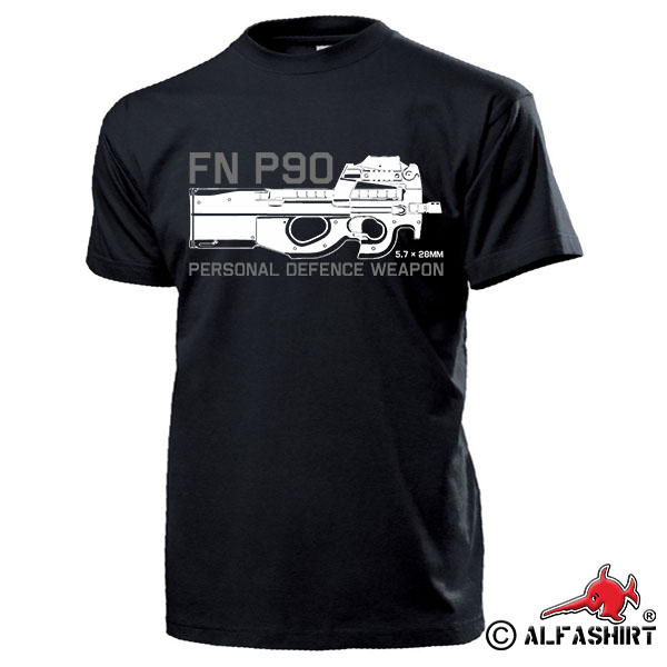 Fn P90 Personal Defence Weapon Fabrique Nationale Herstal Waffe T Shirt #16033