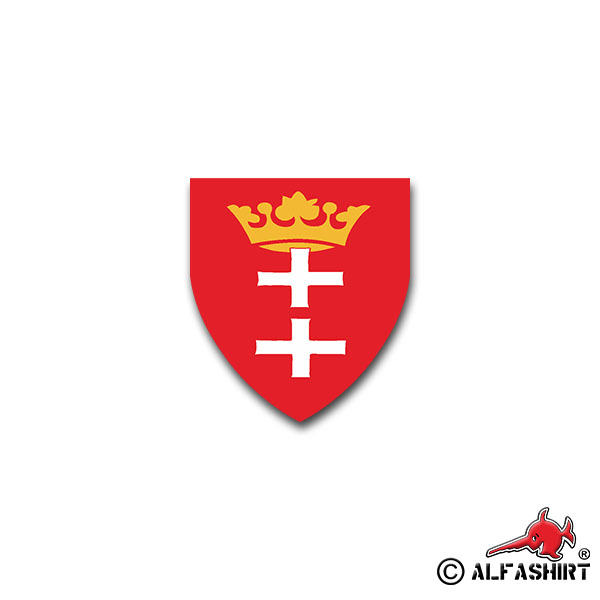Aufkleber/Sticker Danzig Sticker Polen Gdansk Pommern Staatswappen 7x6cm A1509