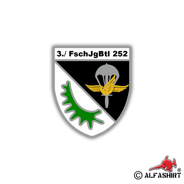 Sticker FschJgBtl 252 Nagold Coat of Arms Badge BW 7x6cm A1251