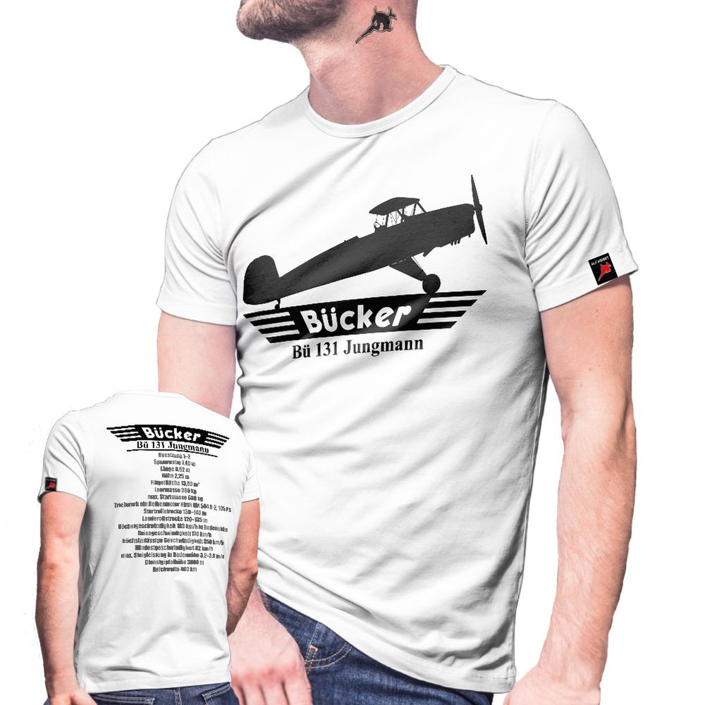 Bücker Jungmann Flugzeugbau Bü 131 Doppeldecker Flugzeug Oldtimer T-Shirt#27684