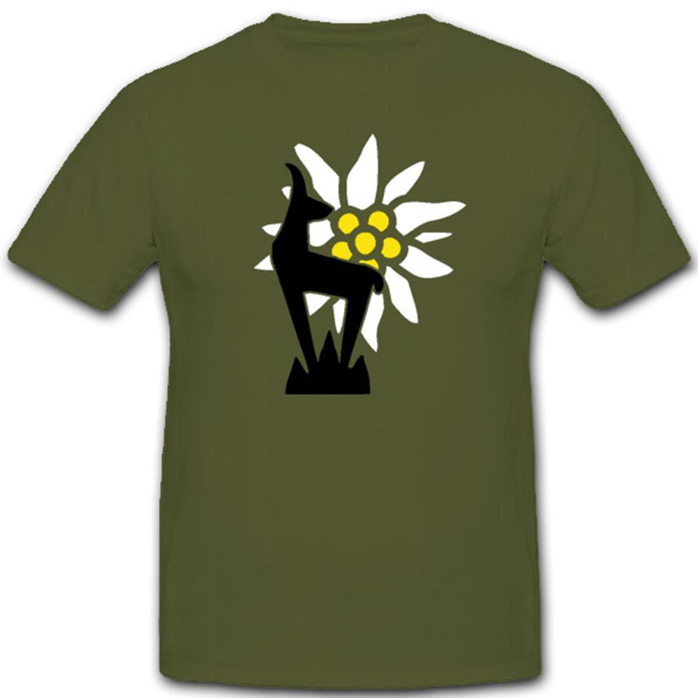 Gebirgs Division Gebirgsjäger Wappen Gams Logo Wh Wk Edelweis - T Shirt #7494
