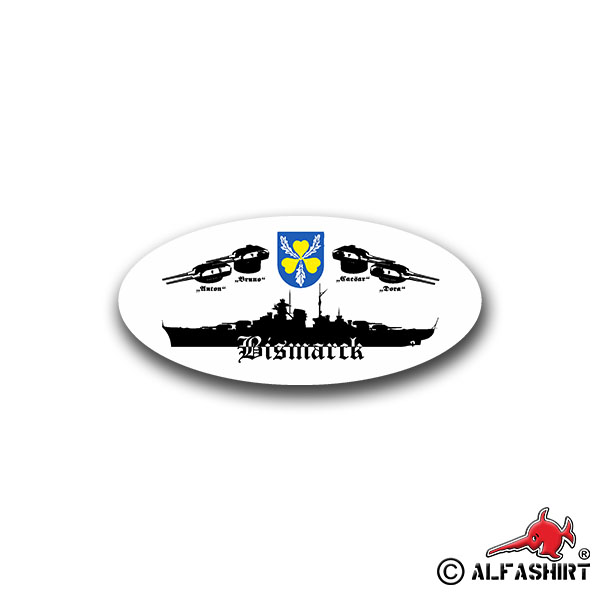 Sticker Bismarck Battleship Marine Hamburg Artillery 15x7cm A1412