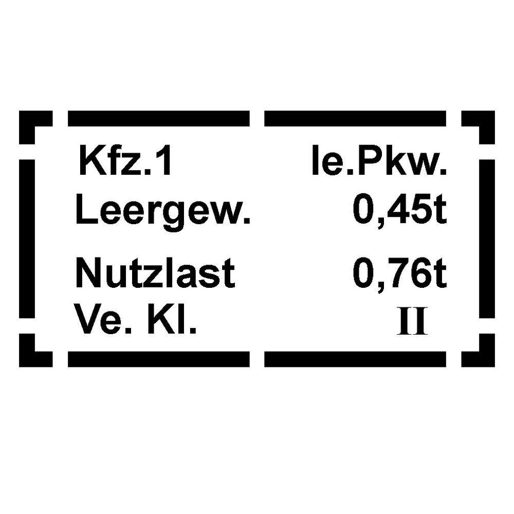 Aufkleber/Sticker Typ 181 PKW 0,4t Daten passend VW Kübel Wagen Typ 181 #A077