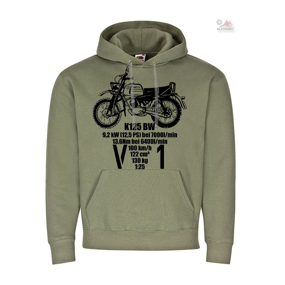 V1 K125 BW Motorrad BW Version Daten Maschine Oldtimer Bike Hoodie #19592